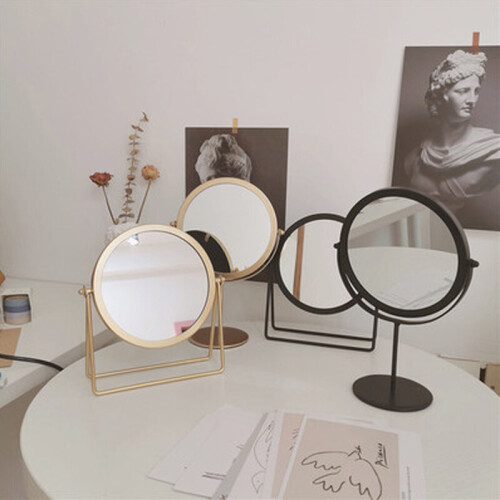 Make Up Mirror Decorative INS Ironwork Rotatable Table Mirrors Students Table Top Dressing Mirrors For Women 1