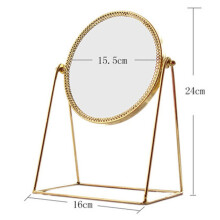 LB10281 European metal home desktop mirror Light retro square round mirror dormitory
