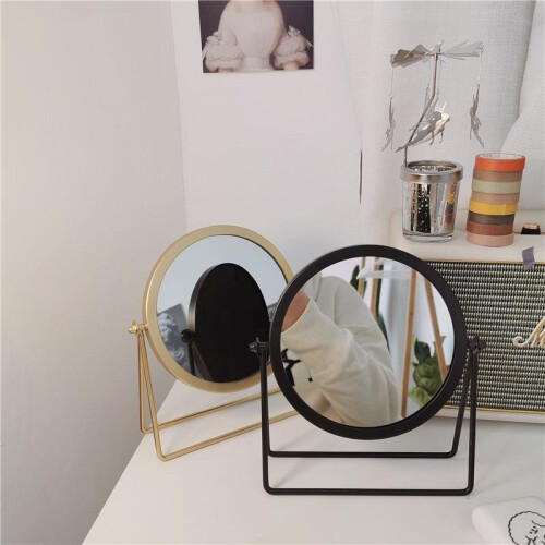 Make Up Mirror Decorative INS Ironwork Rotatable Table Mirrors Students Table Top Dressing Mirrors For Women 2