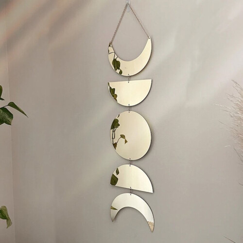 C9GA Acrylic Moon Phase Wall Hanging Mirror Boho Style Art Decorative Mirror 2