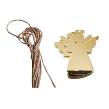 10pcs Can Be Christmas Angel Golden Silver Double Sided Acrylic Mirror Decor Sticker With Twine Living Room Ornaments