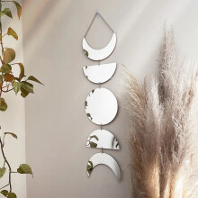 Moon Phase Wall Mirror Boho Home Decor Moon Decor Acrylic Decorative Mirrors Wall Hanging Bedroom Living Room Decoration