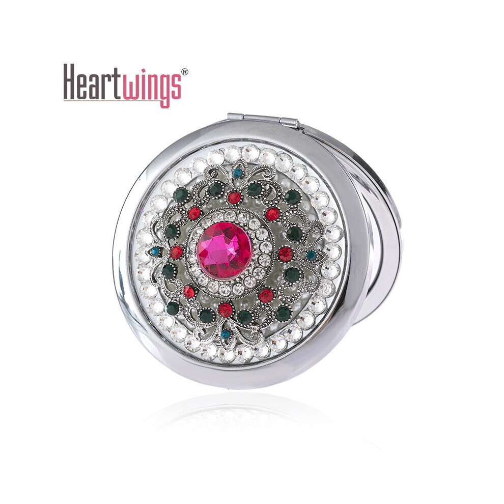 Engrave words free,bling retro crystal flower,Mini Beauty pocket makeup compact mirror makeup,Wedding present christmas