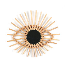 Home Rattan Plaited Art Living Room Nordic Style Makeup Decorative Mirror Wall Hanging Bedroom Bathroom Photography Prop