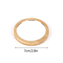 Makeup Mirror Mini Portable Wooden Mirror Female Beauty Round Hand Mirrors Supplies Espejo para maquillarse Home Decor