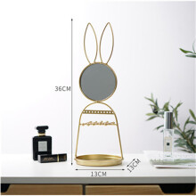 Makeup Mirror Table Rabbit Stand Retro Mirror Cosmetic Metal Portable Eye Shape Mirror Jewelry Storage Home Desktop Decor