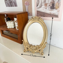 Rustic French Palace Style Mirror Bedroom Table Makeup Mirrore Carving Frame Table Mirror Mirror Tray Home Decorativ