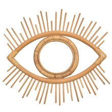 Eye Shape Decor Mirror Frame Rattan Art Decor Makeup Mirror Dressing Bathroom Wall Hanging Mirror Frame Crafts