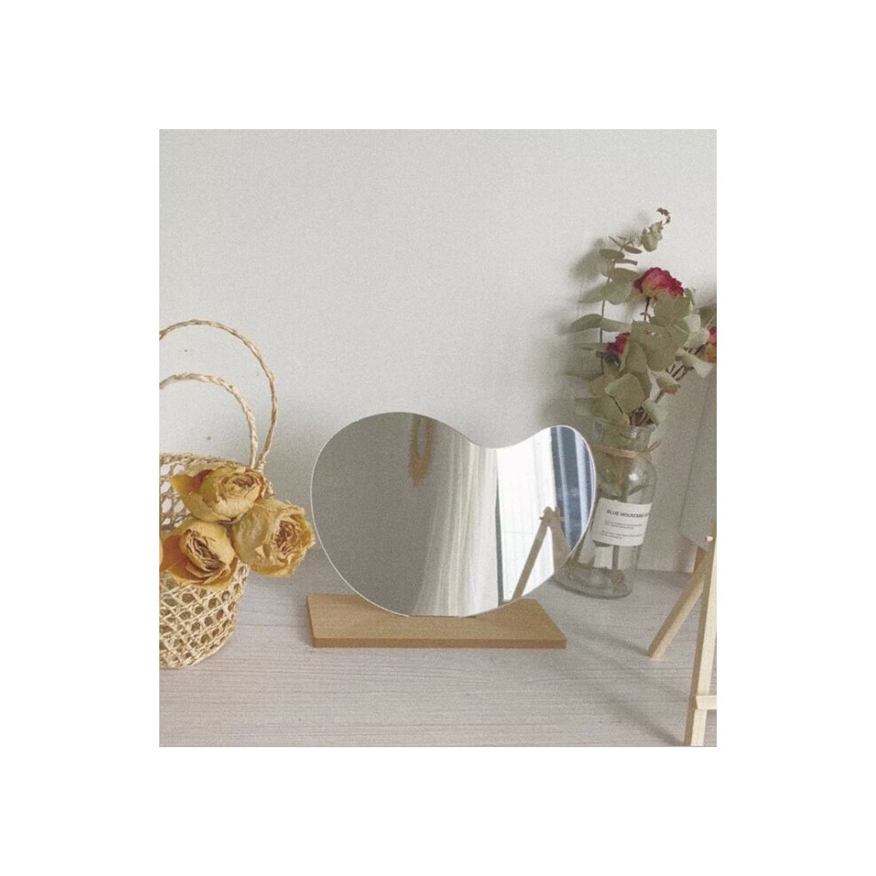 Brown Makeup Mirror Ins Irregular Acrylic Decorative Mirror Wooden Base Cosmetic Beauty Tool De Maquillaje Style Drop