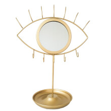 Ydewiner Creative Eye / Rabbit Shape Makeup Mirror,Nordic Style,Gold Trim,Decorative Mirror,with Jewelry Hook,Storage Tray