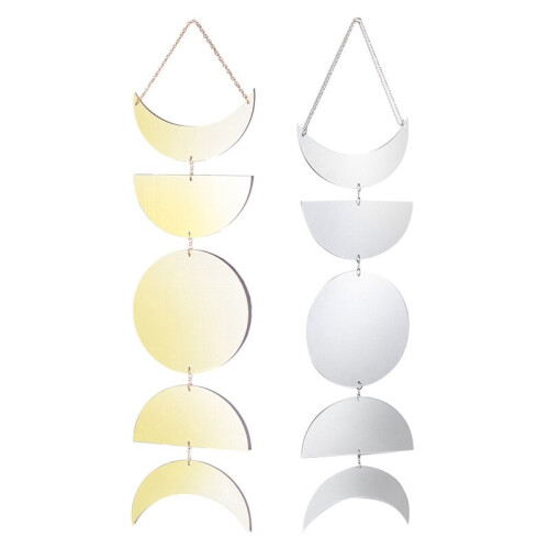 F3KA Acrylic Moon Phase Wall Hanging Mirror Boho Style Art Decorative Mirror 1