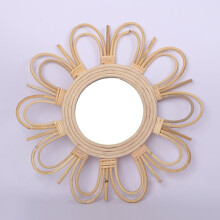 Woven Rattan Dressing Mirror Innovative Art Decoration Makeup Mirrors Bathroom Bedroom Wall Hanging Mirror Photo Props.