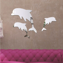 Dolphin Ocean Animal Decor Mirror Sticker Decorative Mirrors Irregular Plastic Floor Mirror Bathroom Decor Bedroom Acrylic