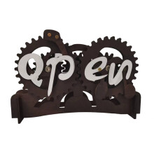 Mechanical Wooden Open Closed Signs Hand Operation Vintage Business Sign for Coffee Shop