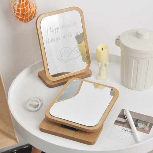 Makeup Mirror Wooden Student Dormitory Table Erasable Pen Home Decoration 3p????? INS Tyle Fixed Angle 2