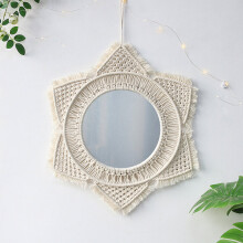 Boho Macrame Wall Hanging Tapestry Bohemian Decor Macrame Tassel Mirror Girls Nursery Room Decoration Ornament