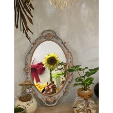 European Decorative Plate Storage Tray Oval Plate Jewelry Display Rotary Candy Decor Tray Mirror Decorative Make Up Mirror