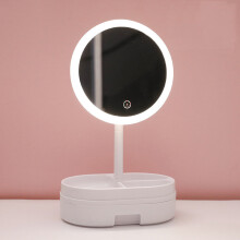LED Makeup Mirror With Storage Drawer Plastic Tabletop Decoration Mirror With Light Home Decor Mirrors ??????? ? ??????????