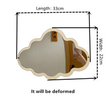 Nordic Cloud Makeup Mirror for Bedroom Living Room Self Adhesive Wall Hanging Mirror with Wooden Frame Desktop Mirror Photo Prop