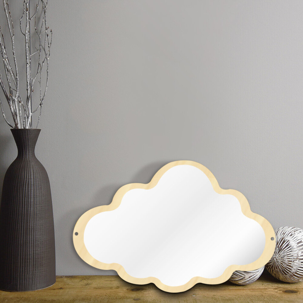 Cloud Mirror Wooden Engraved Acrylic Wall Mirror For Living Room Frameless Children Safety Mirror Hanging Make-Up Mirror Multicoloured