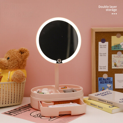 LED Makeup Mirror With Storage Drawer Plastic Tabletop Decoration Mirror With Light Home Decor Mirrors ??????? ? ?????????? 1