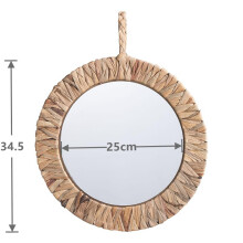 Wall Hanging Frame Woven Mirror Straw Woven Mirror Wall Decor for Bedroom