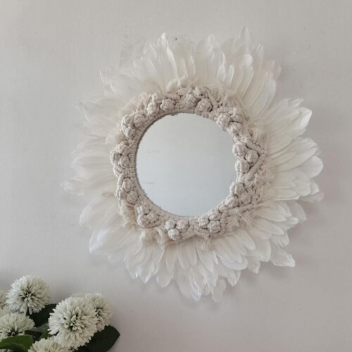 Eye-catching Feather Wall Decor Wall Mirror Decor Easy Installation Anti-deform Feather Wall Decor 1