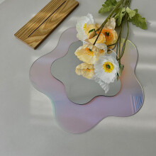 Irregular Flower Mirror Acrylic Makeup Mirror Wall Hanging Decorative Mirror for Dormitory Bedroom Desktop Ornament Home Decor