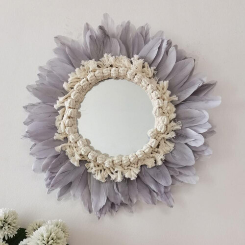 Eye-catching Feather Wall Decor Wall Mirror Decor Easy Installation Anti-deform Feather Wall Decor 2