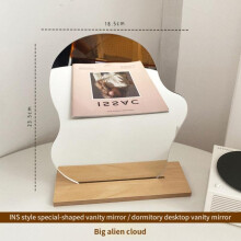 Style Makeup Mirror Ins Irregular Acrylic Decorative Mirror Wooden Base For Cosmetic De Maquillaje Beauty Tool Room Decor