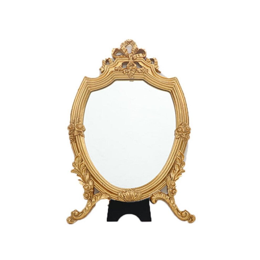 Antique Decorative Makeup Mirror Vintage Carved Cosmetic Mirror with Golden Frame European Dressing Mirror for Bathroom-image-OPC-PCFV59R-NEW