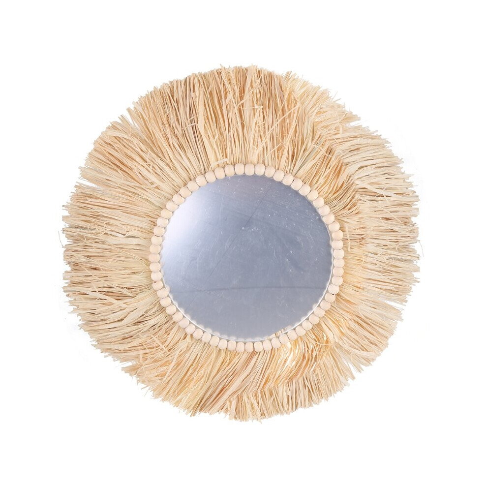 Moroccan Woven Straw Hanging Wall Mirror Boho Macrame Wooden Bead Tapestry Decor-image-OPC-PCFV5DP-NEW