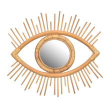 Rattan Innovative Art Decoration Eye Shape Makeup Mirror Dressing Wall Hanging