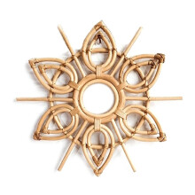 Rattan Art Decoration Flower Frame Makeup Mirror Dressing Wall Hanging Mirrors M68E
