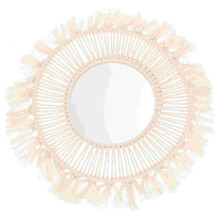 1Pc Wall Hanging Mirror Bohemian Style Mirror Decorative Mirror Hand-woven Adornment for Hotel Bedroom Decor