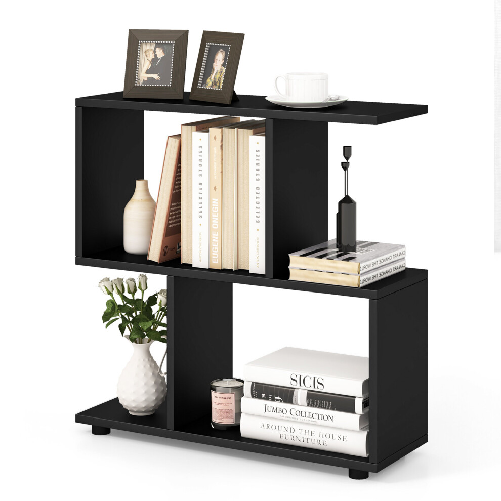 60CM 2-tier Bookcase Open Storage Shelf w/ 4 Cubes Bedroom Home Office