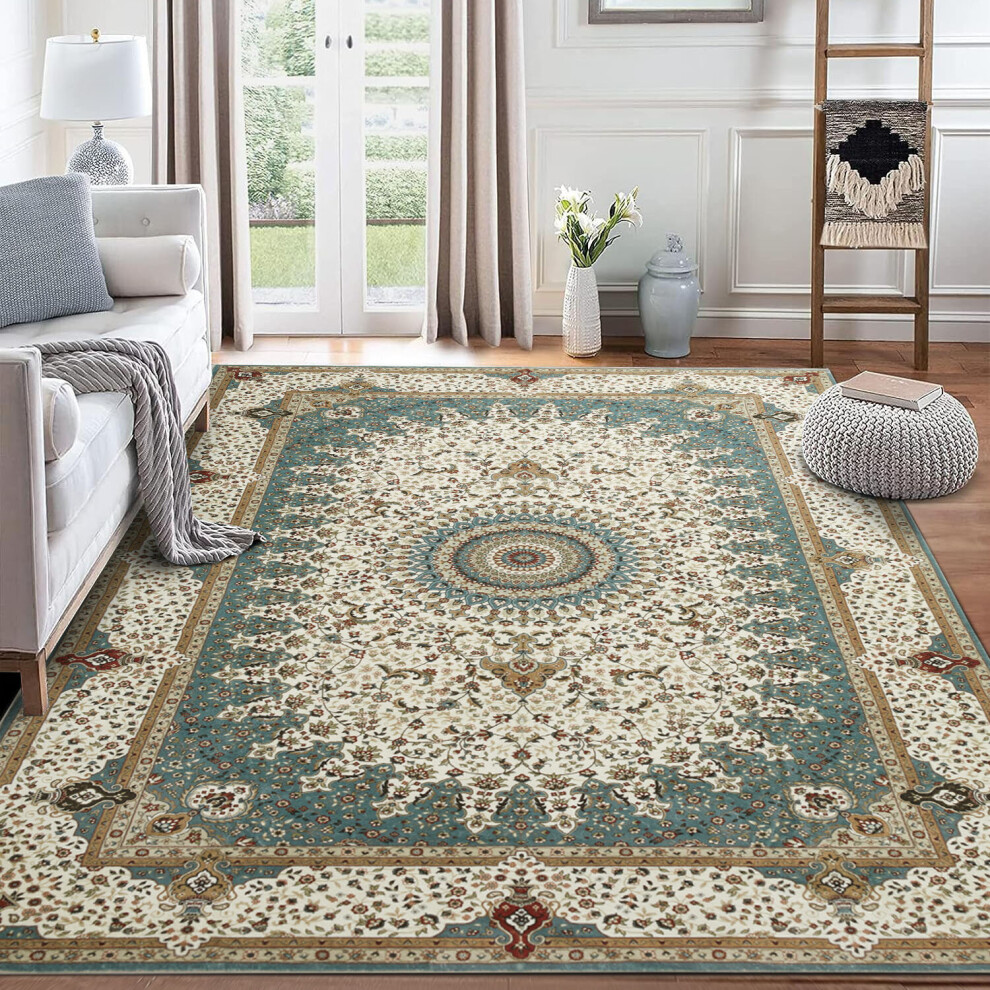 (160 x 230 cm 5 ft 3 in x 7 ft 7 in, WILLOW- CASHMERE RUG) Area Rugs Traditional Extra Large Non Slip Rug Living Room Carpets