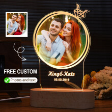 Photo Frame Light Desktop Decoration USB Acrylic Carving Wooden Printing Photo Frame Bedroom USB Light Gift