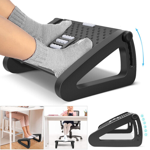 Foot Rest Under Desk Footrest Leg Rest Adjustable With Massage Rollers on OnBuy