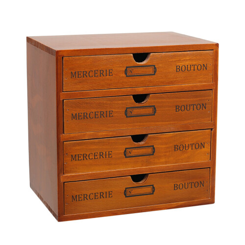 Living And Home Rustic 4-Drawer Wooden Organizer Box 2