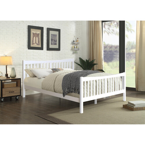 Comfy Living (White, With Lucy Mattress) 4ft6 Solid Wooden Bedframe in Caramel or White