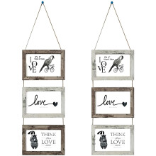 Set wooden Triple photo frames for wall hanging-Original Collage for Photos 10x15 cm