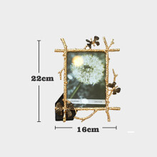 6/7/10Inch Nordic Vintage Metal Butterfly Photo Frame Family Portrait Nightstand Desktop Square Golden Picture Frames Home Decor