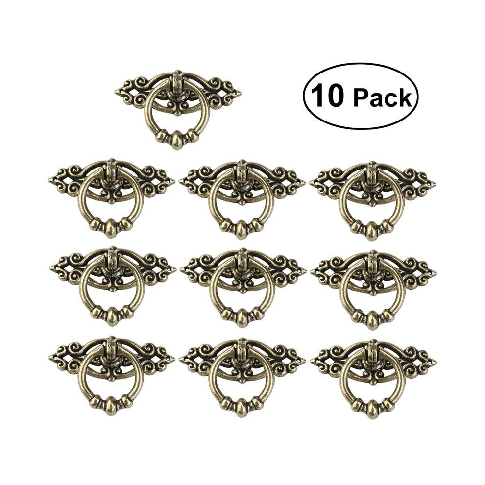 10Pcs Vintage Kitchen Cabinet Cupboard Dresser Door Drawer Ring Pull Handles Knobs (Antique Brass) 885665697235