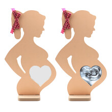 1pc Photo Frame Pregnant Woman-Shaped Picture Frame Desktop Decors Wooden Ornaments for Home