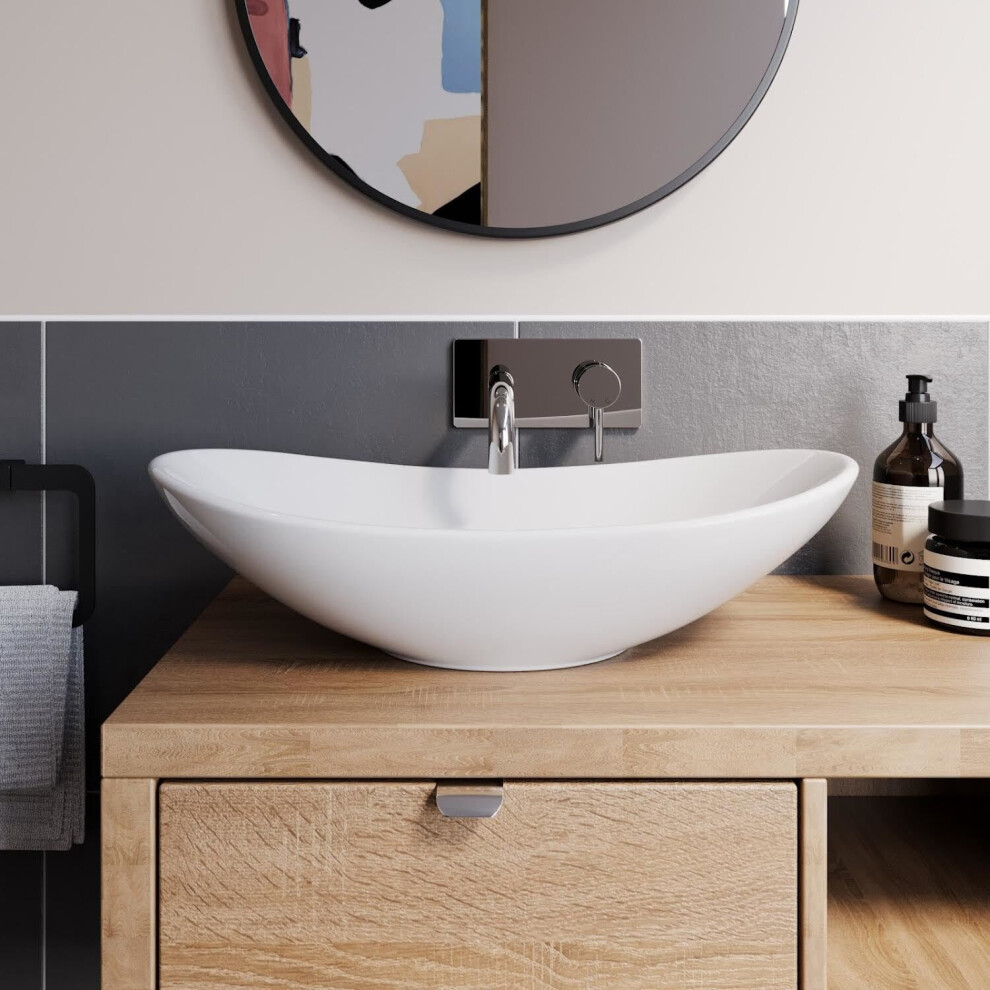 Affine Countertop Basin Gloss White - 620 X 360Mm 5056696000638