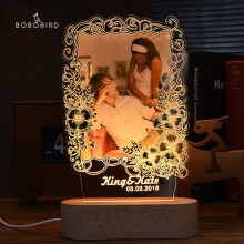 Photo Frame USB With Light Creative Wooden Base Personalized Picture Living Room Bedroom Decoration Anniversary