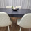 Dining Table with 4 Cream Stitched Padded Chairs Dark Grey Table 2