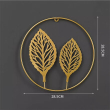 Nordic Golden Ginkgo Leaf Wall Decoration Creative Modern Home Background Wall Decoration Wrought Iron Leaf Round Pendant Crafts