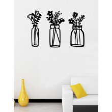 3 PCs Vase Flower Wooden Frame Laser Cutting Wall Decor Hanging Wall Decoration Office Lounge Decor Modern
